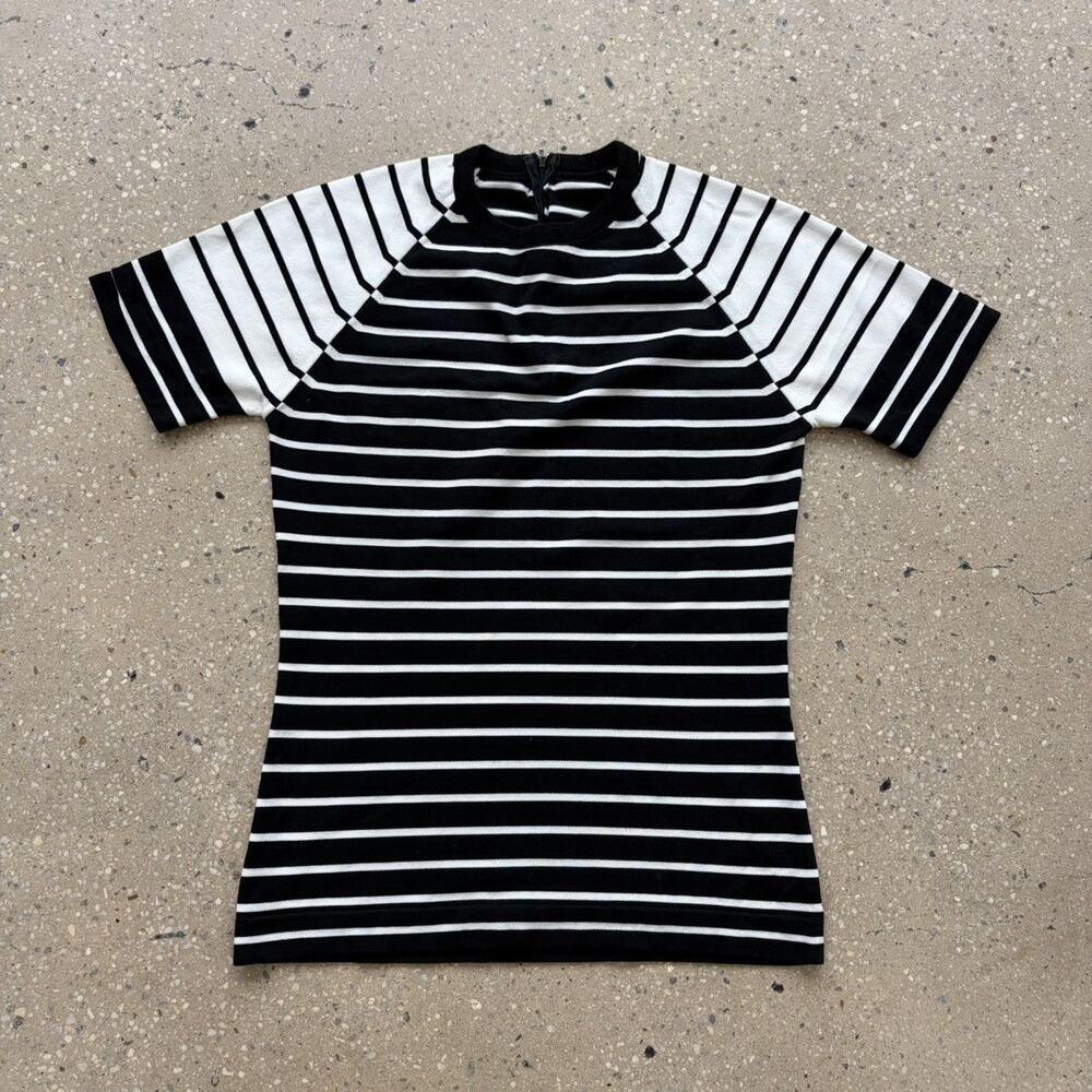 Vintage 70s Black/White Striped Back Zip Shirt